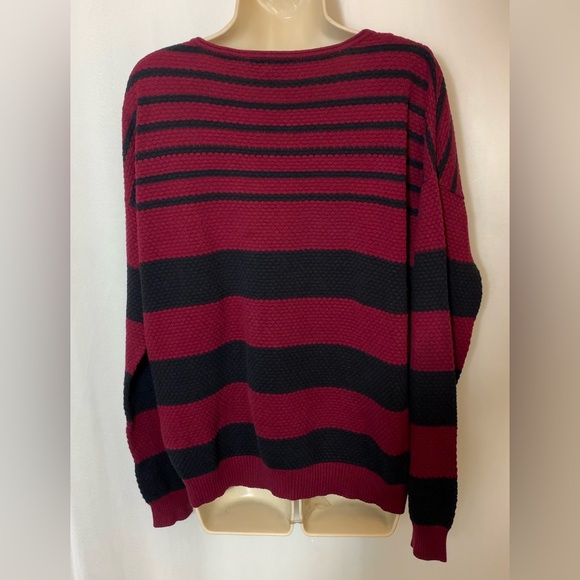 Forever 21 burgundy and black stripe pullover sweater - Picture 6 of 8